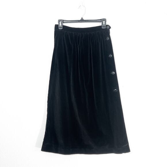 VTG Finity Velvet Maxi Skirt Womens 10 Witchy Whimsigoth Broomstick Buttons Vamp - Picture 1 of 6